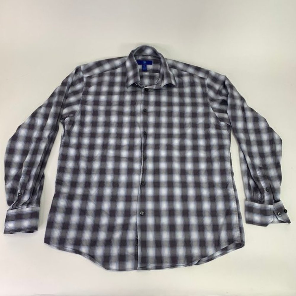 Egara Button Plaid Front Dress Shirt Size XL
